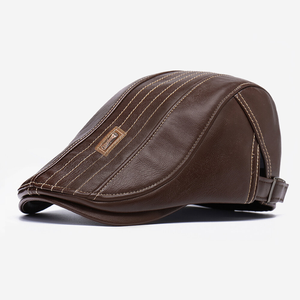 Banggood Design PU Leather Solid Color Outdoor Keep Warm Forward Hat Beret Hat