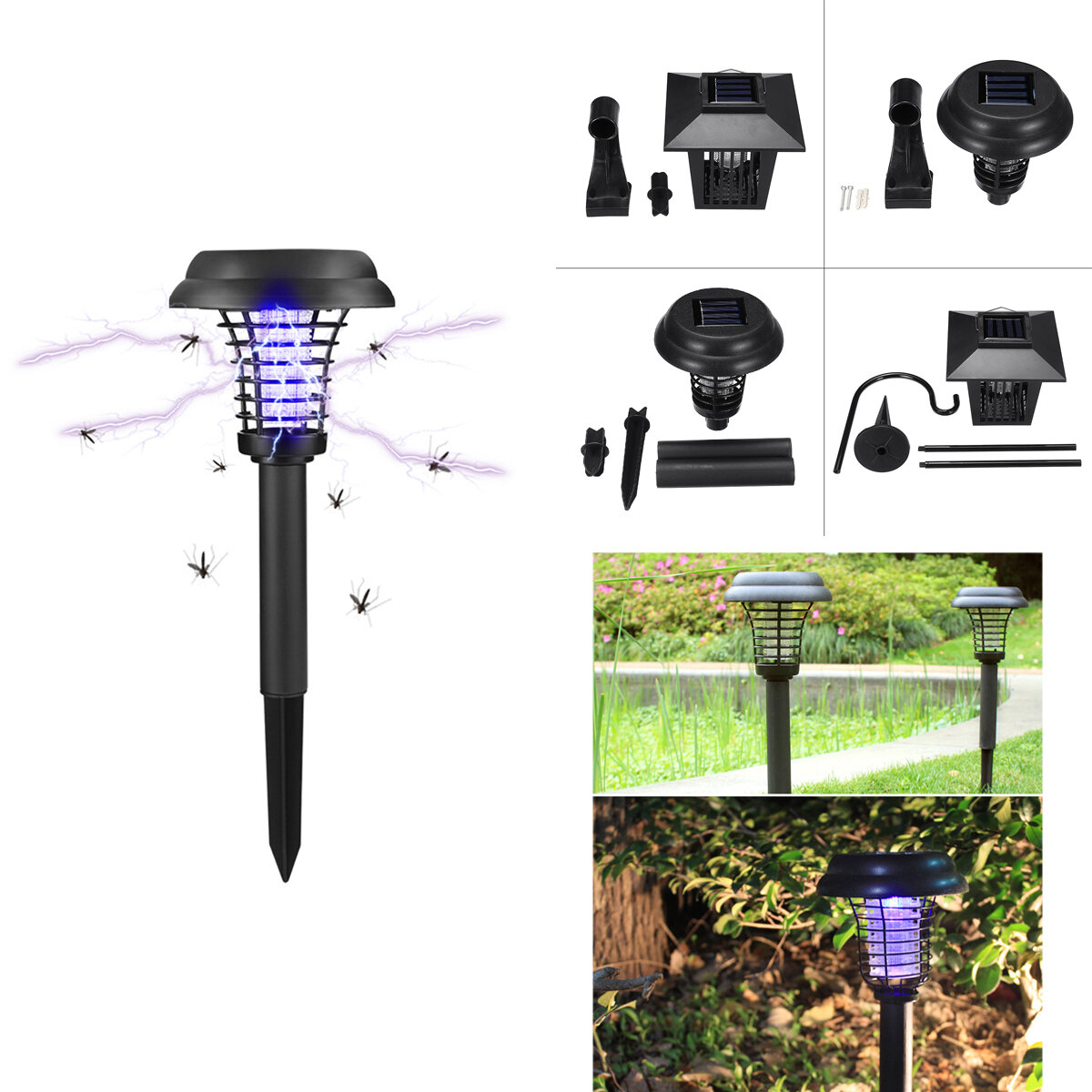 Solar Mosquito Lamp UV Purple White Light Fully Automatic Charging Mosquito Lure Mosquito Repellent 