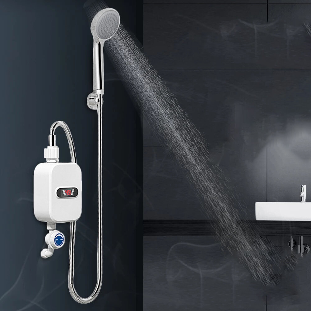 Instant Water Heater IPX4 Warterproof Electric Water Heater Digital Display Leak Protection Costant Temperature Shower