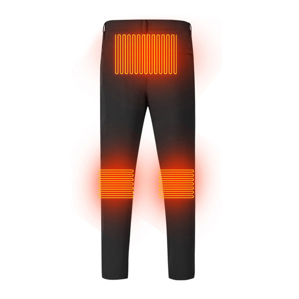 Men's Smart Heat Pants 3 Places Heating Winter Warm USB Charging Thermal Nylon Elasticity Trousers Washable Outdoor Cycl
