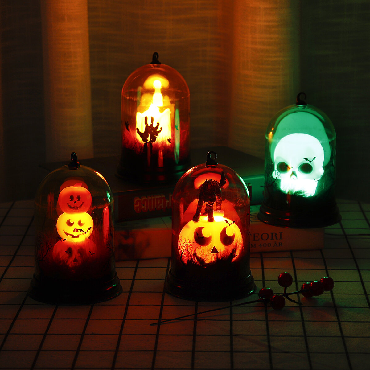 

Witch Pumpkin Ghost Skull Halloween LED Night Light Hanging Lantern Lamp for Home Party Decor