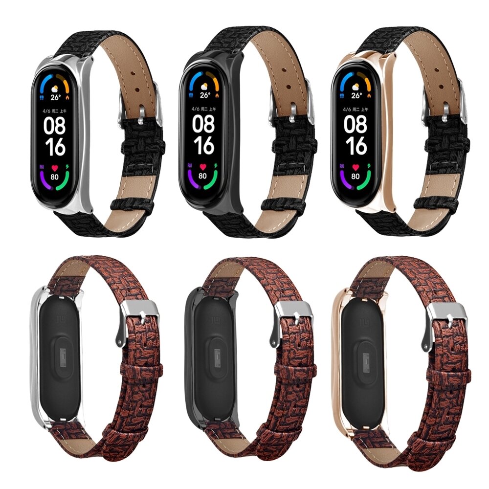 Bakeey Business Weave Textured PU Leather Watch Band Strap Replacement for Xiaomi Mi Band 6 / Mi Band 5 Non-Original