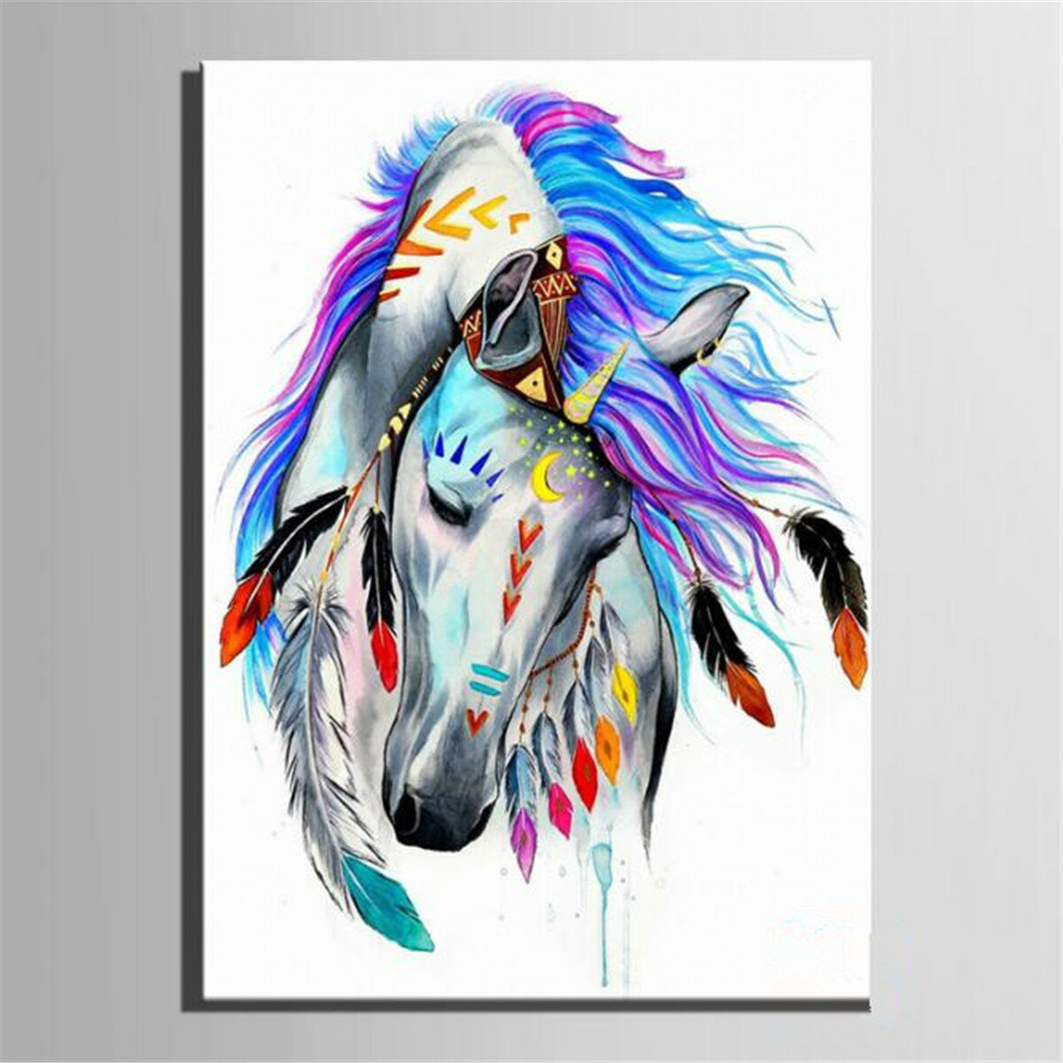 Oil Painting By Number Kit Indian Horse/Lion Painting DIY Acrylic Pigment Painting By Numbers Set Ha