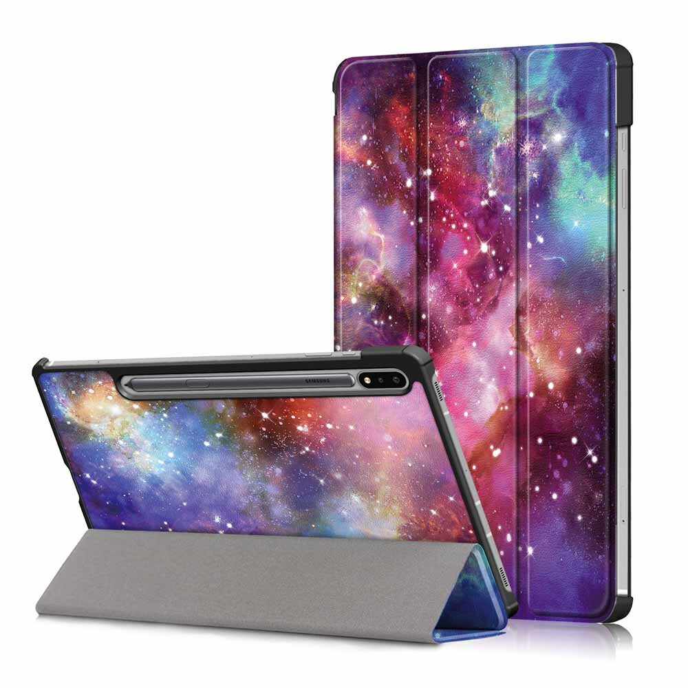 Tri-Fold Printing Tablet Case Cover voor Samsung Tab S7 SM-T870 T875 - Galactics-versie