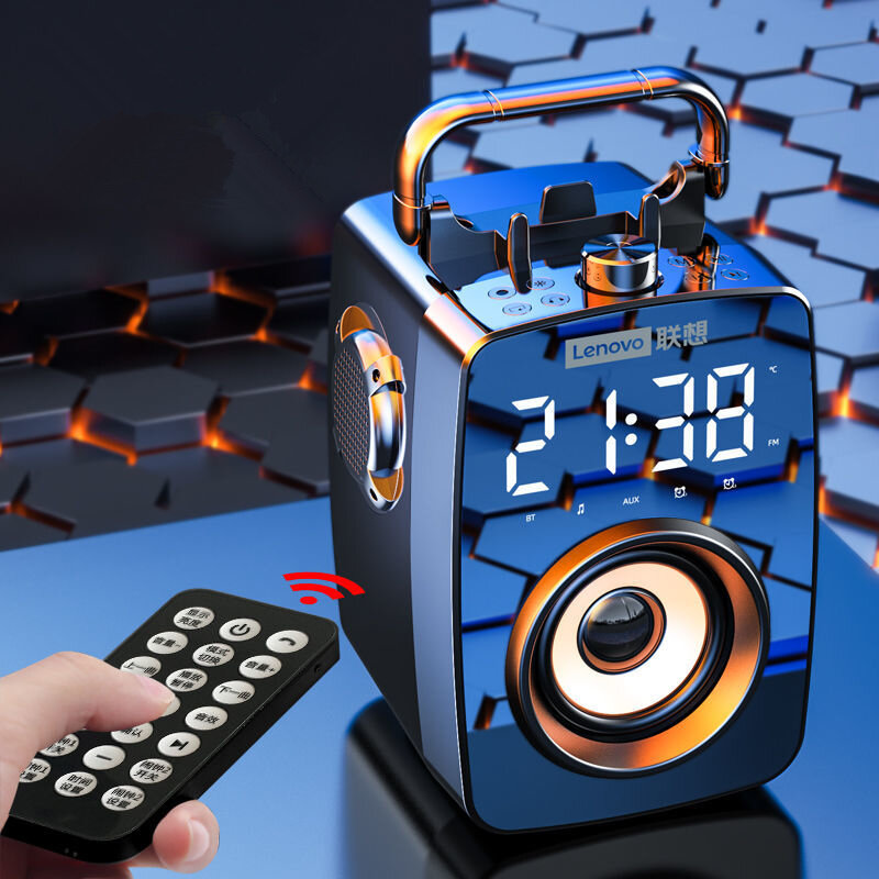 Lenovo L033 Bluetooth Speaker Wekker Digitale Display DSP 5.0 3D Geluid Bas Subwoofer FM Radio Klok 