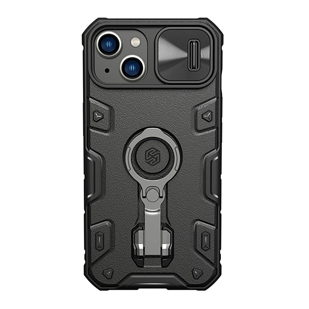 NILLKIN Anti-scratch Shockproof Mobile Phone Case with Ring Bracket Lens Sliding Protective Cover Four-corners Airbags M