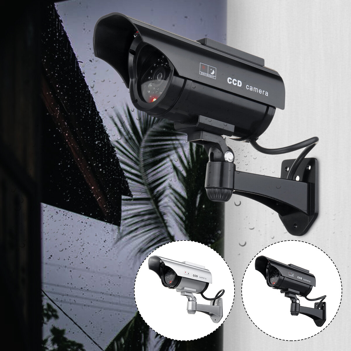 Zonne-energiecamera CCTV Realistische dummy-beveiligingscamera die buiten knippert