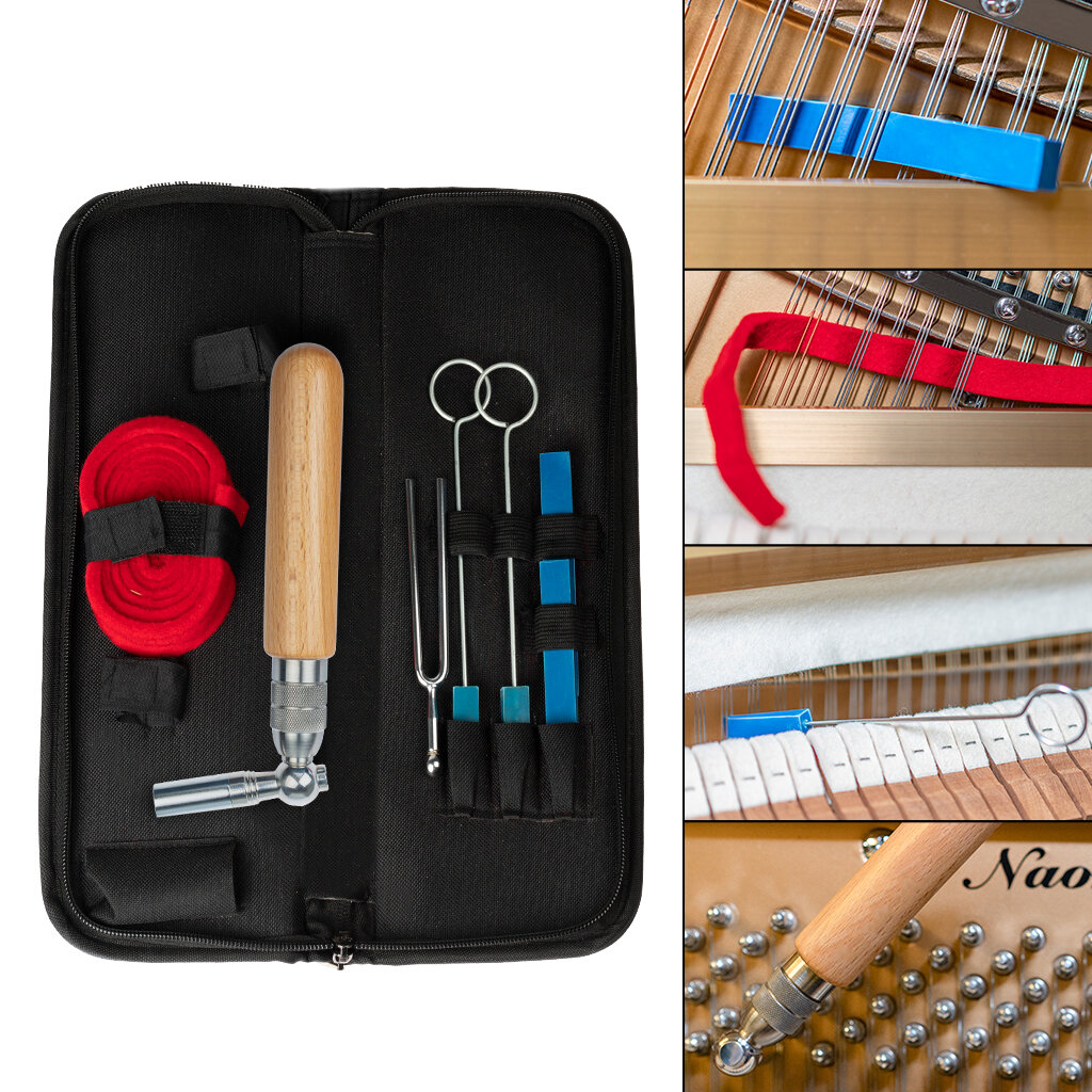 

Naomi Piano Tuning Kit W/ Piano Tuning Hammer Rubber Wedge Mute Rubber Mute Temperament Strip Tuning Fork And Case
