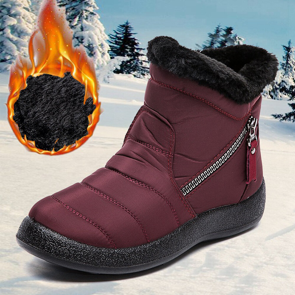 48% OFF on Women’s Round Toe Zipper Soft Warm Waterproof Non-Slip Snow Boots