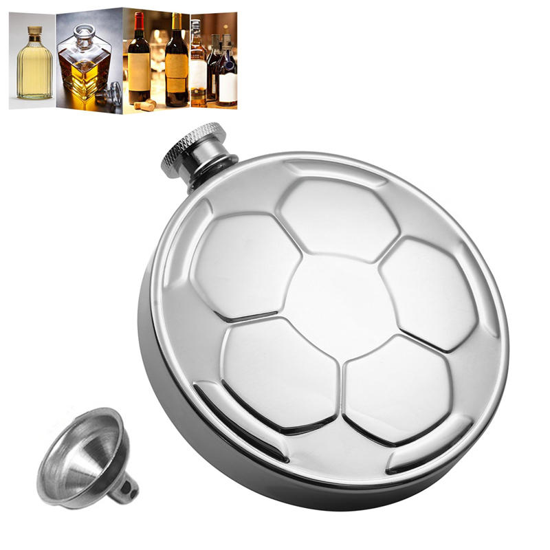 IPRee 4.5oz Ποδόσφαιρο Style Hip φιάλη από ανοξείδωτο ατσάλι Flagon Wine Whisky Bottles Pot with Funnel