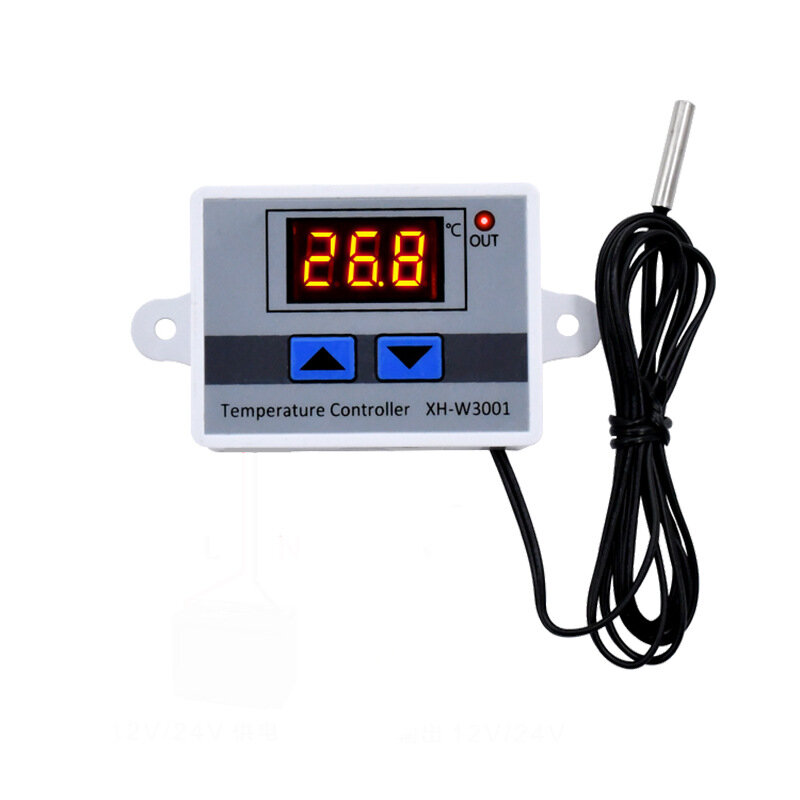 24V Digital White LED Temperature Controller 10A Thermostat Control Switch Probe 