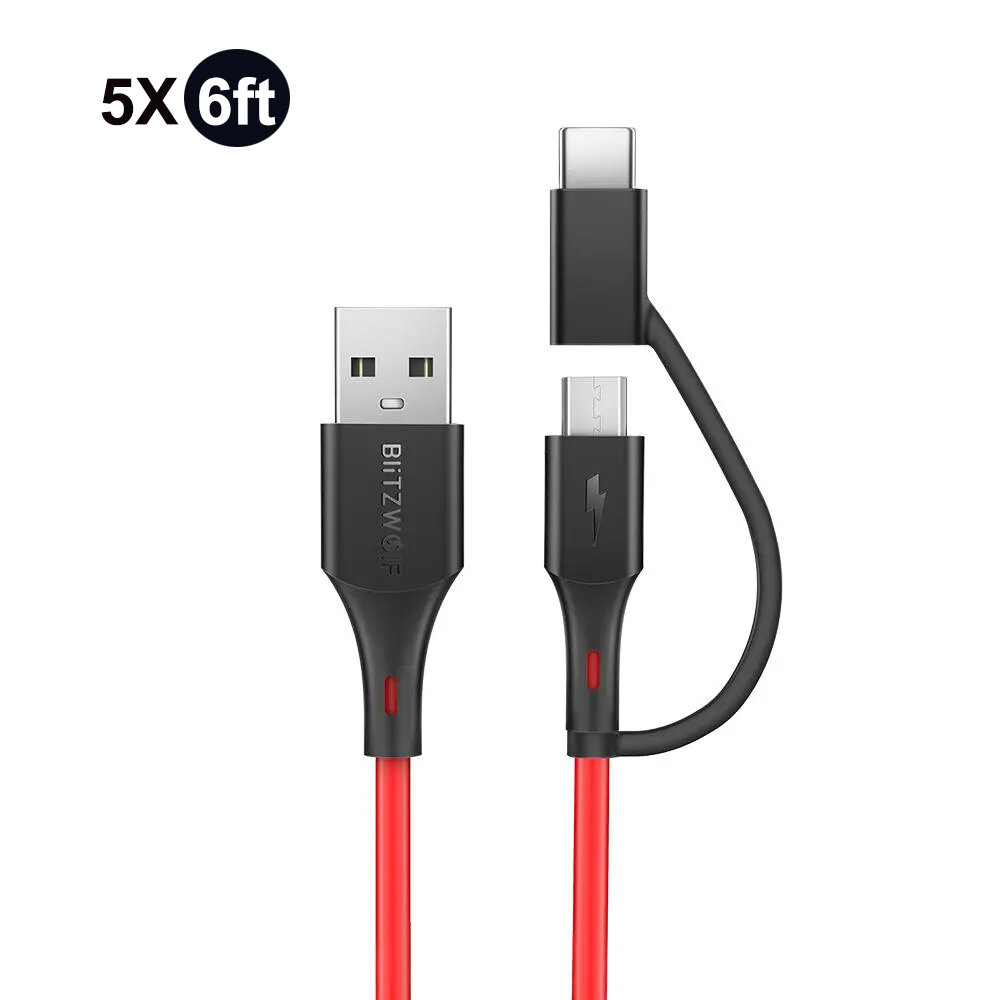 5x Kabel USB BlitzWolf BW-MT3 3A za $14.94 / ~56zł