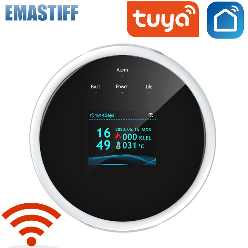 

EMASTIFF Tuya Smart WIFI Gas Detector LCD Displays Smoke Combustible Gas Sensor Alarm Voice Prompt Home Security Accesso