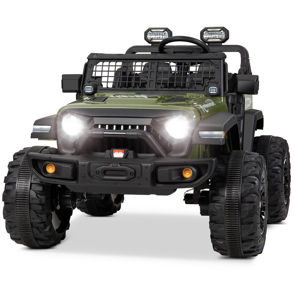 

Kimbosmart 24V Kids Ride On Cars for Jeep Truck 2.4G 4WD LED Lights 3 Speed Spring Suspension Battery Powered Remote Con