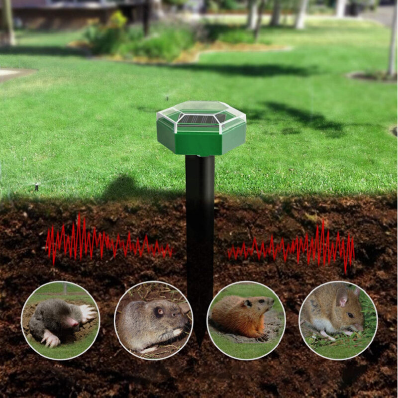 Solar Powered Ultrasonic Sonic Mouse Mole Pest Rodent Repeller Repellent Yard 
