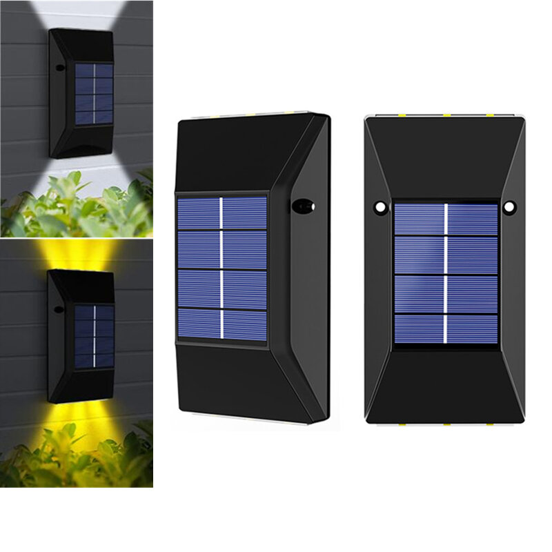 2 наружных солнечных светильника LED, водонепроницаемых, для украшения стены забора, веранды, дома, сада, уличного освещения