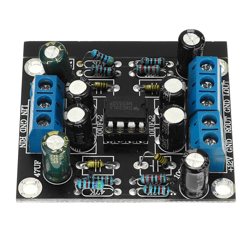 NE5532 Versie Single-power Dual-channel Pre-amplifier Condensator Module Finished Board voor Automob