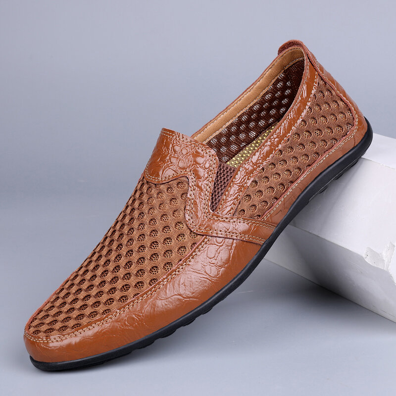 Men Genuine Leather Breathable Non Slip Comforty Leisure Bussiness Shoes