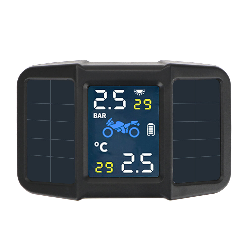 Motorcycle TPMS Tyre Pressure Monitor LCD Display Temperature Monitoring Alarm System USB Charging M