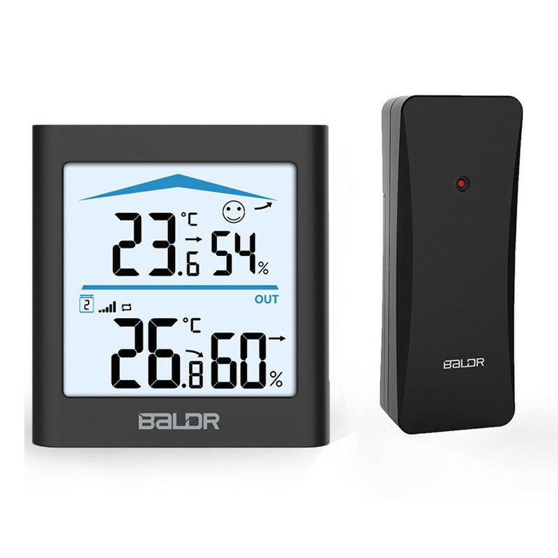 

BALDR Digital Weather Station Indoor Outdoor Hygrometer Thermometer Wireless Weather Forecast Sensor Alarm Clock Date Ba