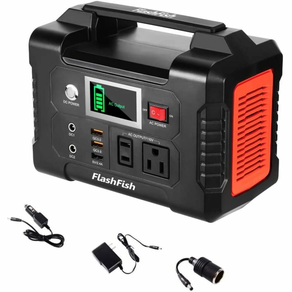 [US Direct] FlashFish 200W 40800mAh Generatore di corrente portatile solare Power Station con presa AC 110V/2 porte DC/3 porte USB