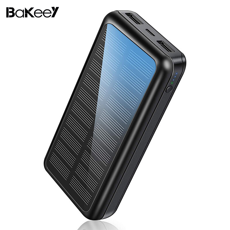 

[EU Direct]Bakeey 30000mAh Solar Power Bank External Battery Power Supply with 3 Inputs & 2 Outputs LED Battery Indicato