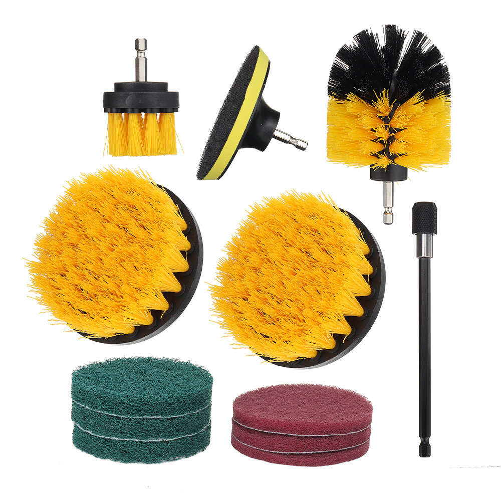 12Pcs Electric Drill Cleaning Brush With Sponge And Extend Attachment Tile Grout Power Scrubber Tub Cleaning Brush
