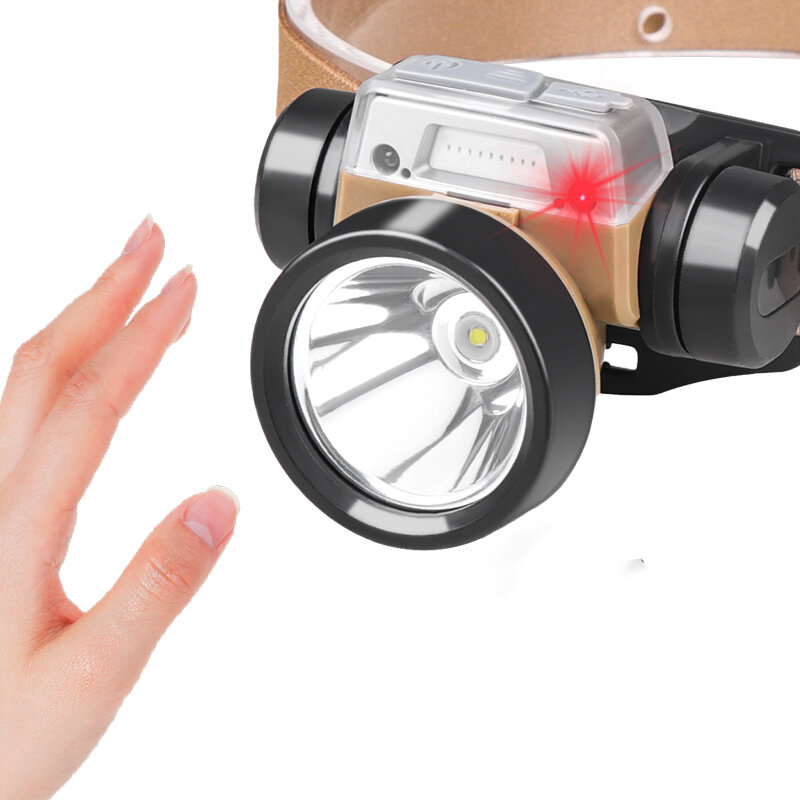 Imagen de Linterna frontal BIKIGHT XPE+COB LED con sensor de movimiento, carga USB Tipo-C, 5 modos de iluminación y luz blanca y r