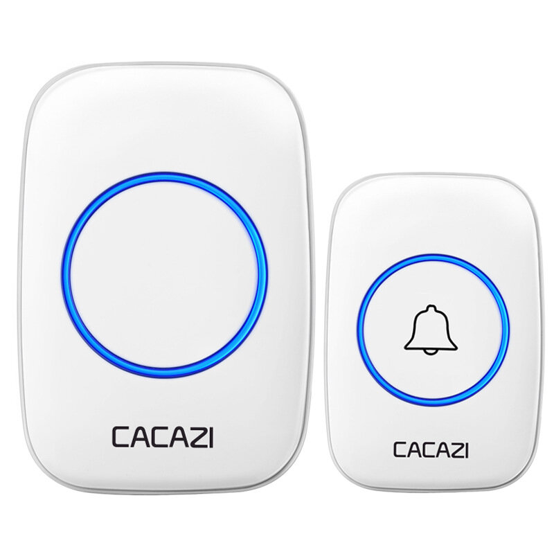 Στα 11.06 € από αποθήκη Κίνας | CACAZI Smart Home Wireless Music Doorbell 60 Chimes 5 Volume 300M Remote IP44 Waterproof Door Bell