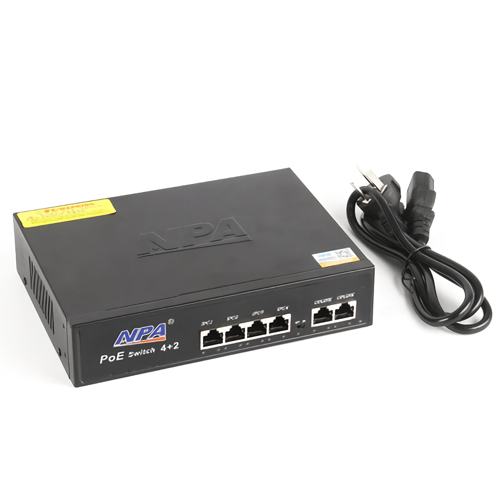 

NPA AP-2024PE 6 Ports 100M AI POE Switch 4 POE Ports +2 Uplink 48V 75W Extend to 250m 802.3AFI/AT Ethernet Switch