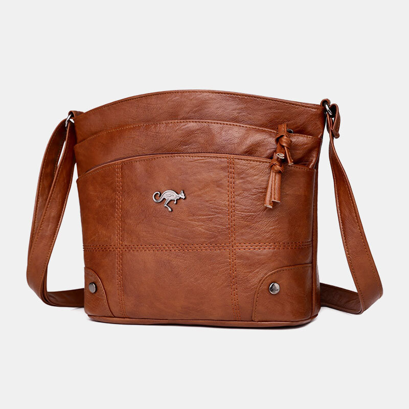 Women PU Leather Large Capacity Retro 6.3 Inch Multi-pocket Phone Bag Soft...