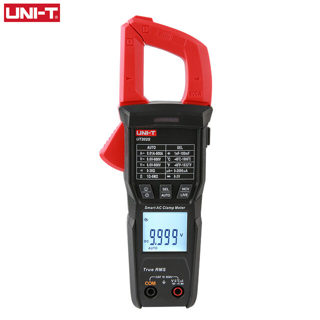 

UNI-T Digital Clamp Meter UT202S AC 600A True RMS NCV Ammeter DC Voltage Frequency Hz Capacitance Data Hold 6000 Counts