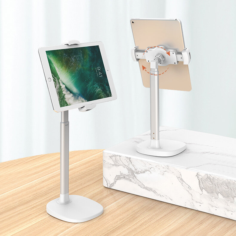 SSKY X18 360° Rotation Telescopic Height Adjustable Desktop Stand Tablet/ Phone Holder for 5.2-14.5 inch Devices