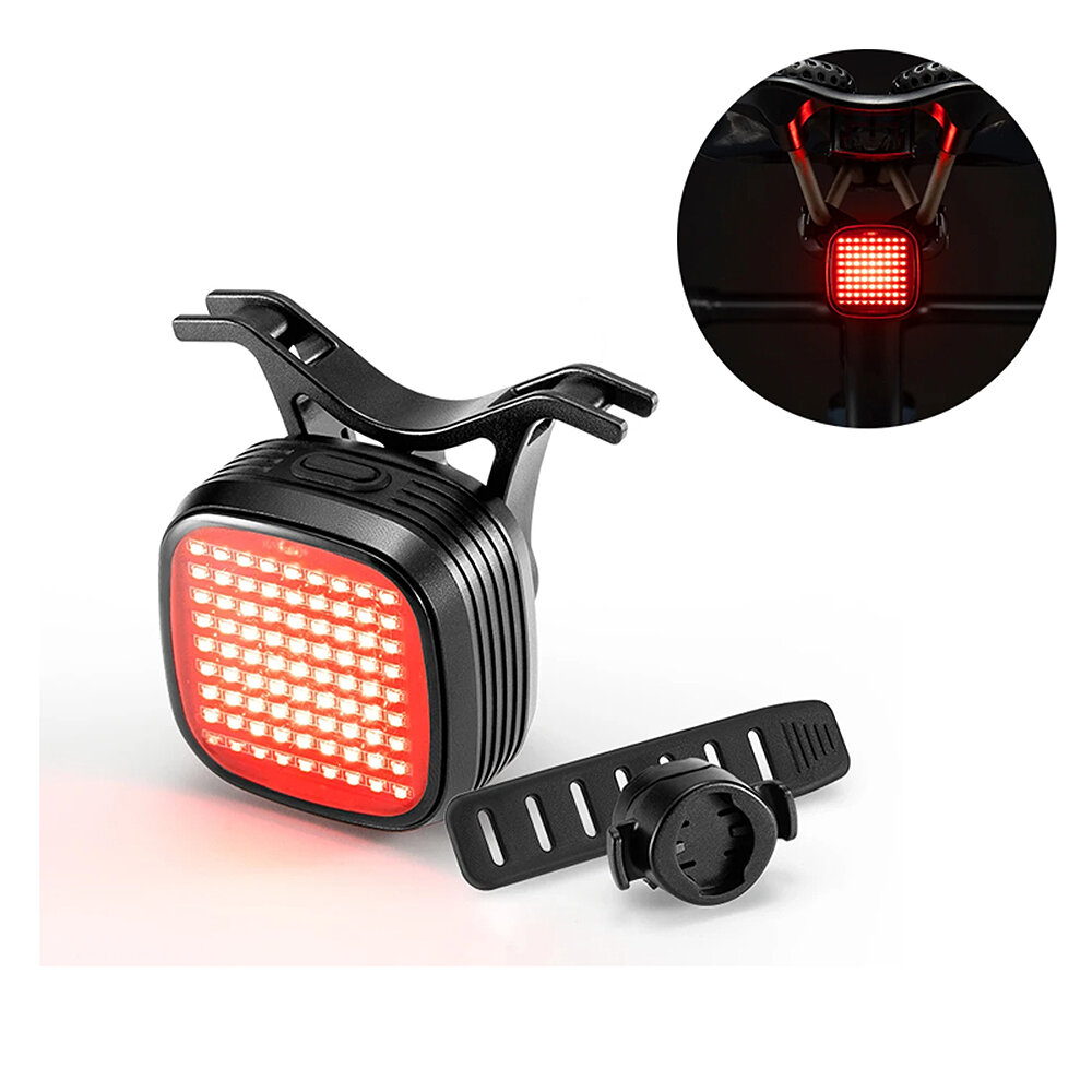 

ROCKBROS Smart Bicycle Brake Sensing Taillight 12 Light Modes Vibration Sync Feedback IPX6 Waterproof USB Rechargeable S