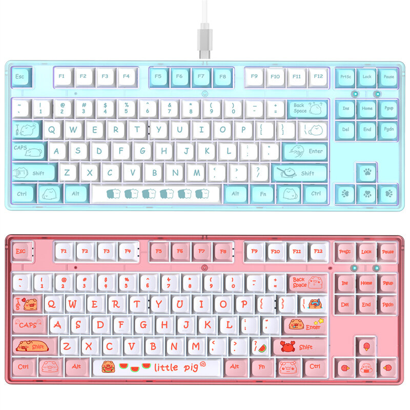 

HXSJ L600 87 Keys Wired Mechanical Gaming Keyboard Hot Swappable Red Switch PBT Sublimation Keycaps RGB Type-C Wired Gam