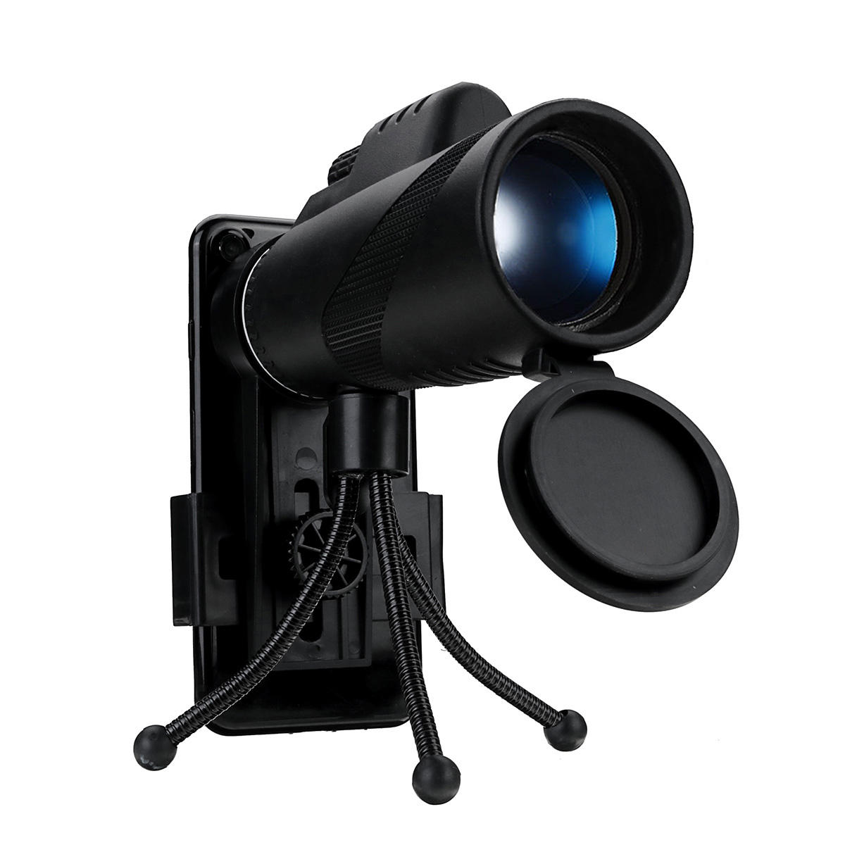 Telescópio monocular com lente óptica de 40X60 BAK4 para acampamento, visão noturna HD com clipe para telefone e tripé