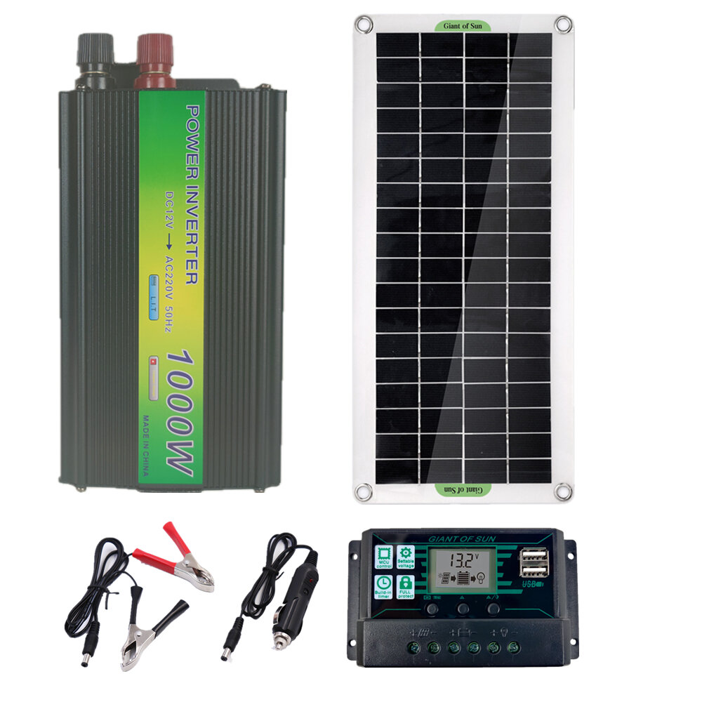 

220V Solar Power System 30W Solar Panel Battery Charger 1000W Inverter USB Kit Complete 10/40/50/60A Controller 220V Hom