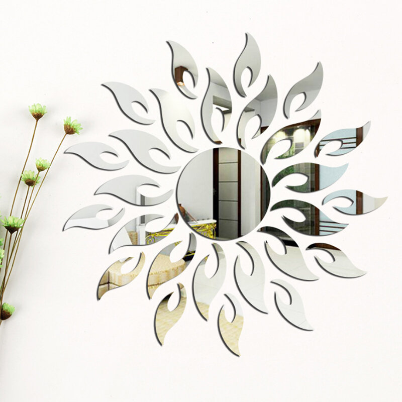 

3D Mirror Sun Flower Totem Removable Wall Sticker Decal Home Room Decor