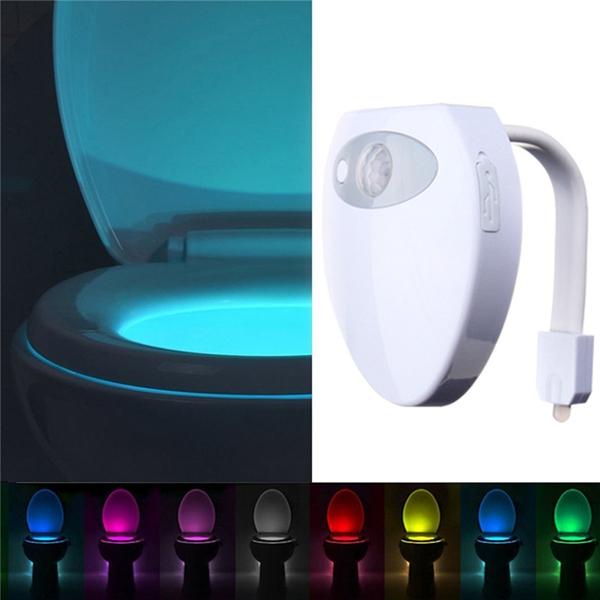 

8 Color Changing Motion Activated Sensor LED USB Charge Toilet Night Light Human Body Induction