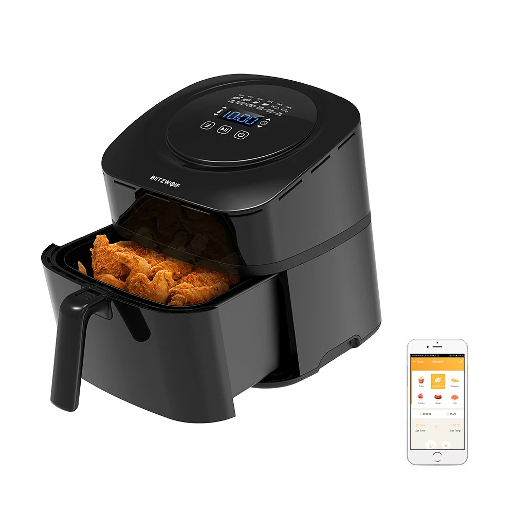 BlitzWolf®BW-AF1 Smart Air Fryer with APP Control, 6L Large Capacity, Temperature Control, Removable Basket, Smart Recipe and Non-stick Coating