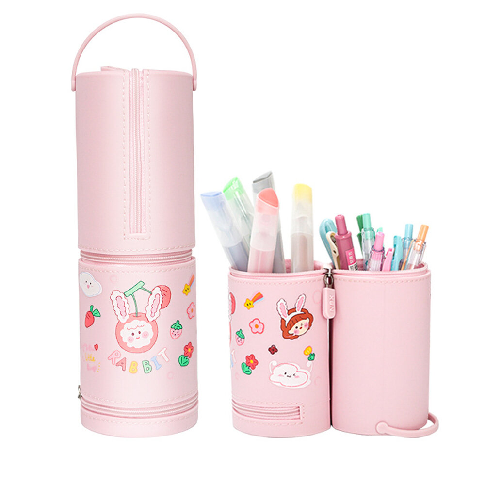NBX Silicone Pencil Case Retractable Cute Double-deck Large Capacity Pencil Holder Stationery Students Creative Gifts