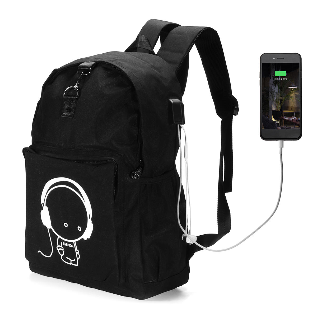 14 hüvelykes éjszakai világító utazási iskola laptop hátizsák USB töltő fülhallgató port lopásgátló táska  
