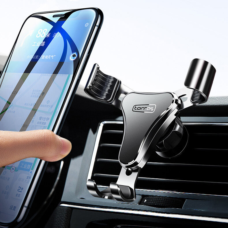 

Torras W52 Gravity Linkage Auto Lock Car Air Vent Mobile Phone Holder Mount for iPhone 12 11 XR POCO X3 NFC Devices 4-7