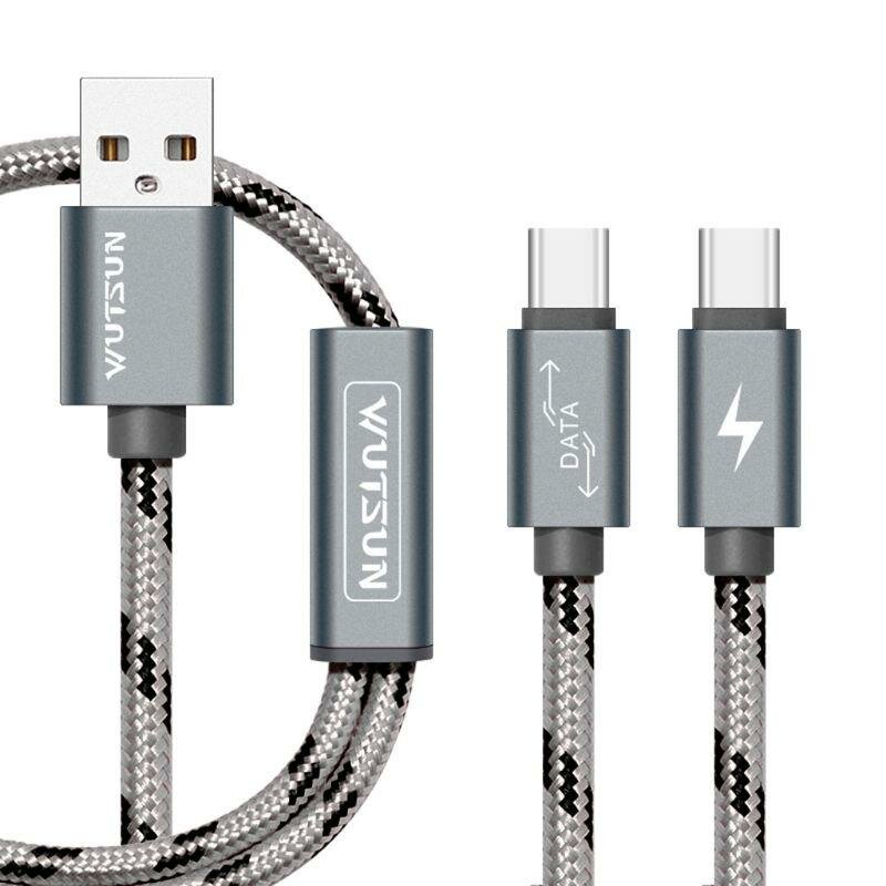 Bakeey 2 in 1 USB naar Type C / Micro USB Snel opladen Nylon Gevlochten datakabel voor Samsung Galax