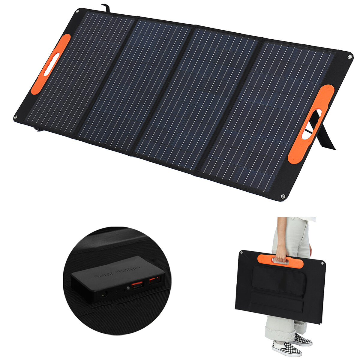 Sac pliant pour panneau solaire 120W Port de sortie 4 en 1 Sac de production d'énergie solaire Portable Charge Portable Camping en plein air Voyage