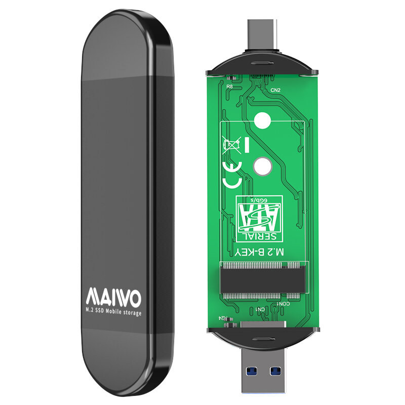 MAIWO M.2 SATA SSD الضميمة 2 في 1 USB3.0 Type-C Dual مدخل 420Mb / s لـ B Key B + M Key SATA NGFF SSD