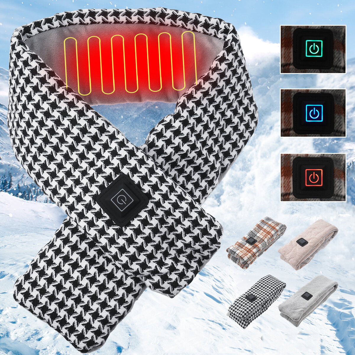 USB Electric Heated Scarf Men Women Winter Outdoor Neck Warmer Three-speed Temperature Control Elect