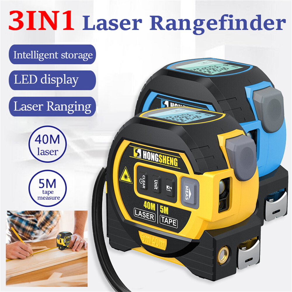 

3 In 1 40M/60M Laser Tape Measure Rangefinder 5m Tape Ruler Infrared High-precision Intelligent Electronic Ruler Buildin