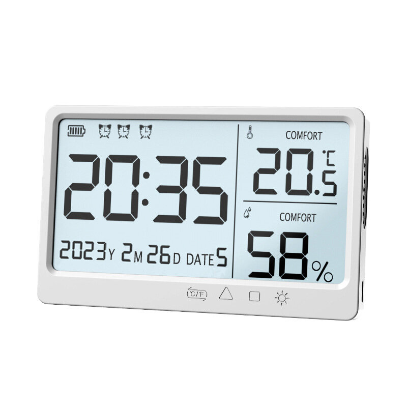 

LCD Digital Temperature Humidity Meter -10~50℃ Measurement Electronic Thermometer Hygrometer LCD Display Alarm Clock