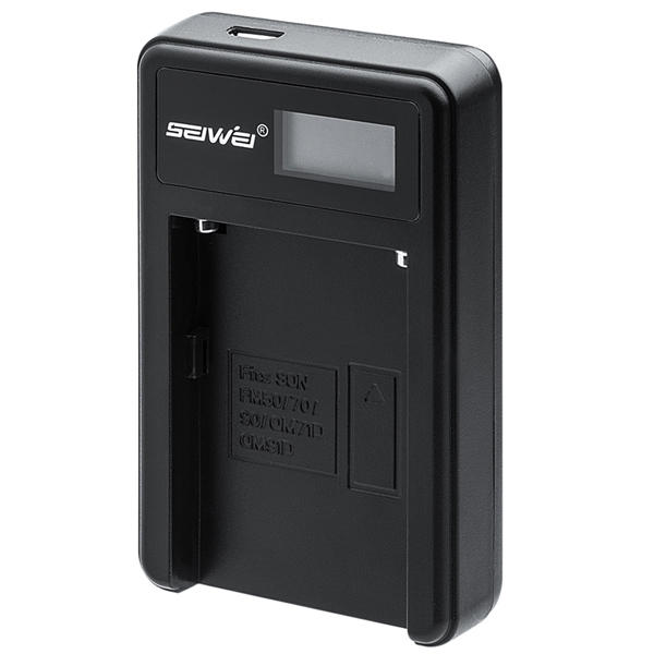 SEIWEI NP-FM50 USB-batterijlader met LCD-scherm voor Sony NP-FM50 / 70/90 / QM71D / 91D NP-FM500H / 
